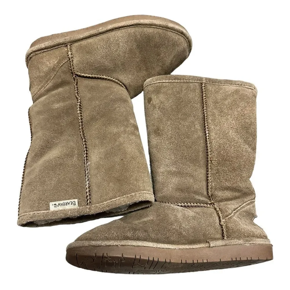 Bearpaw 5 youth brown suede winter mid calf fleece lined boots